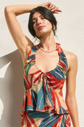 Dress Forum Sun Dazed Halter Top SUN ORANGE PALM S