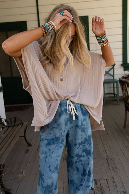 Three Bird Nest Moon Glow Texture Knit Top - Oat