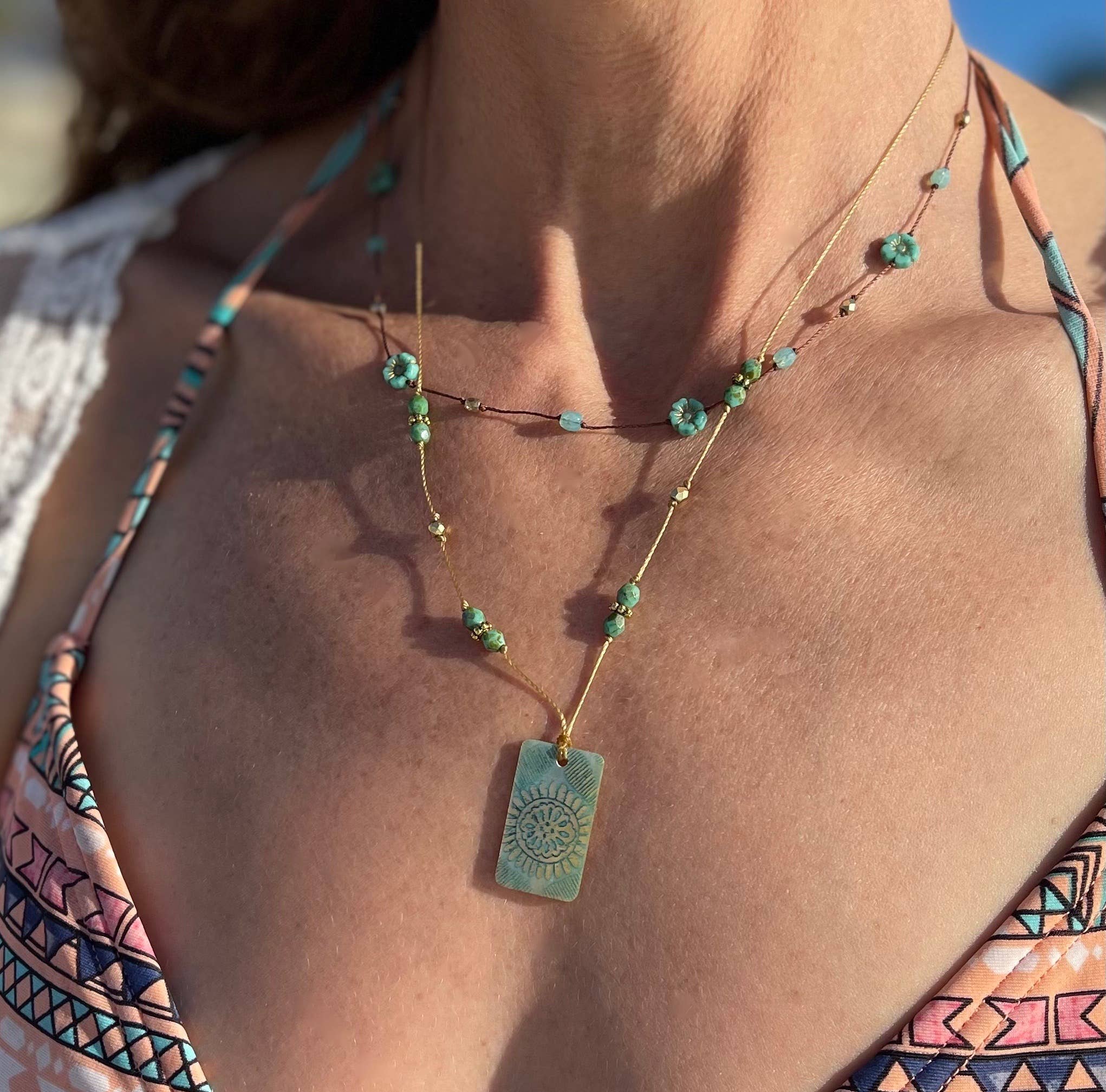 Jo Bird Jewelry Mother of Pearl Shell Necklace - Tropical Colors