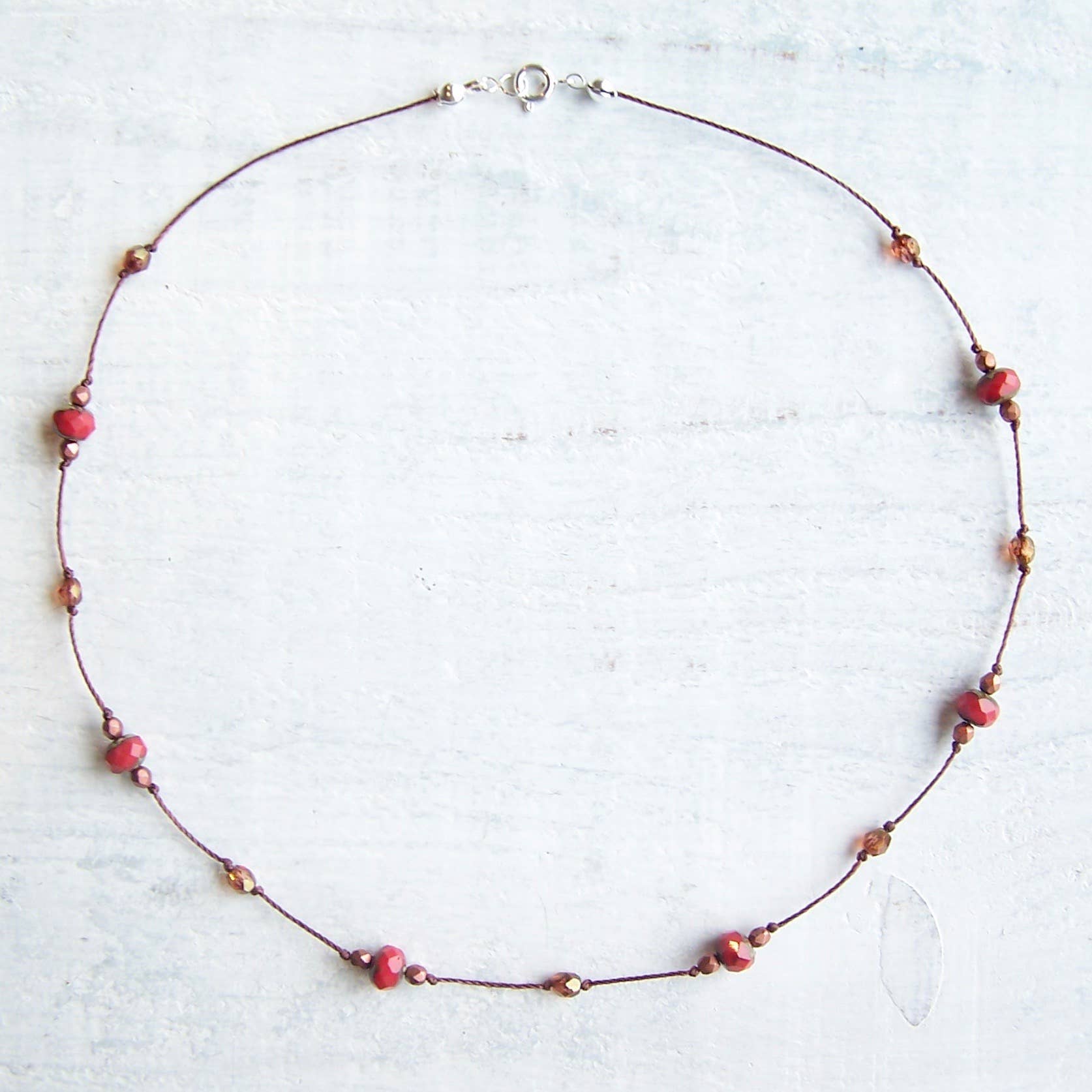 Jo Bird Jewelry Czech Glass Choker Necklace Hibiscus