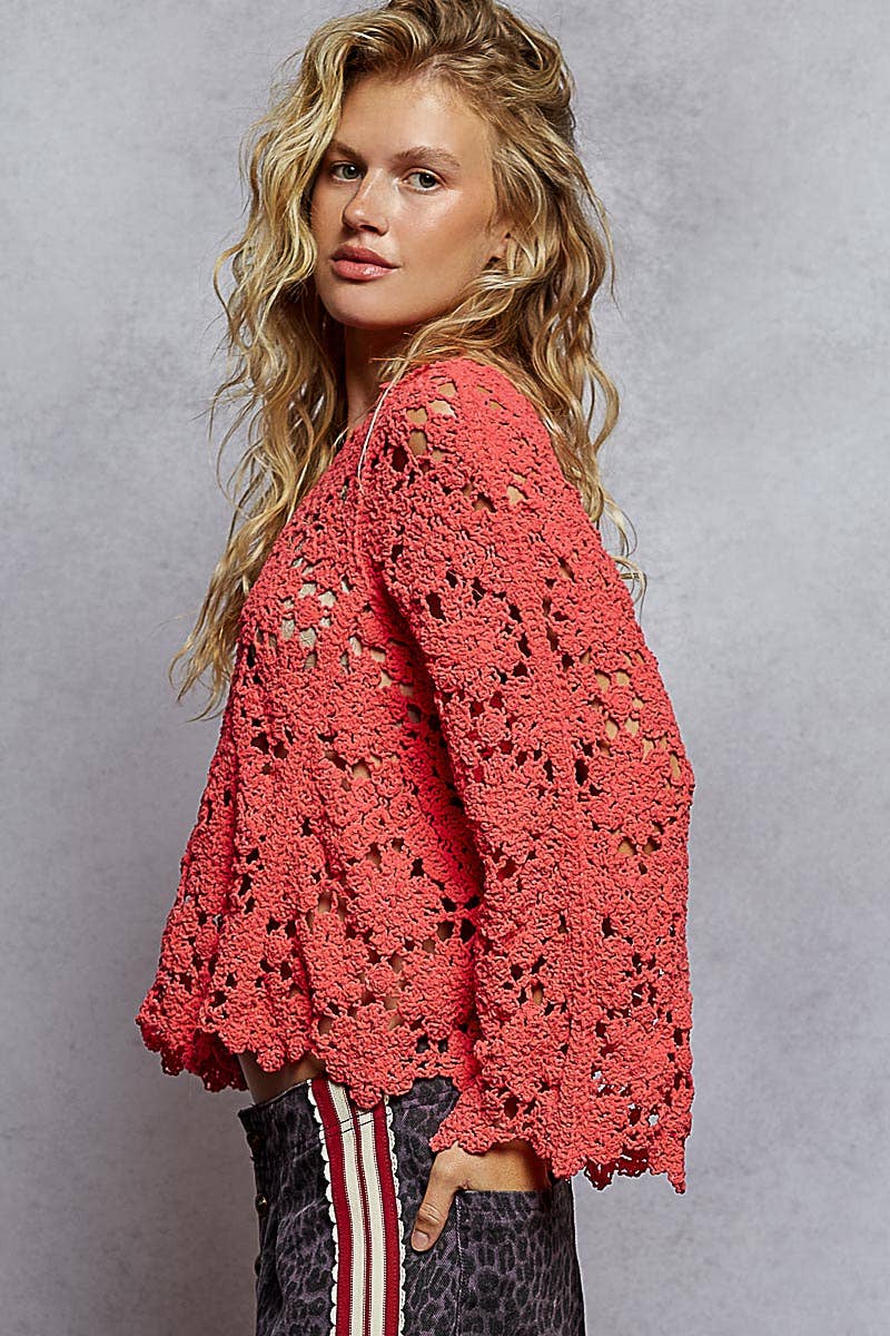 Pol Clothing Bayside Bonfire Crochet Top