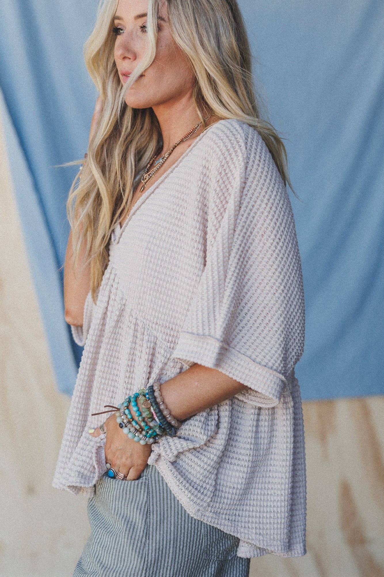 Three Bird Nest Lush Drift Top - Oatmeal