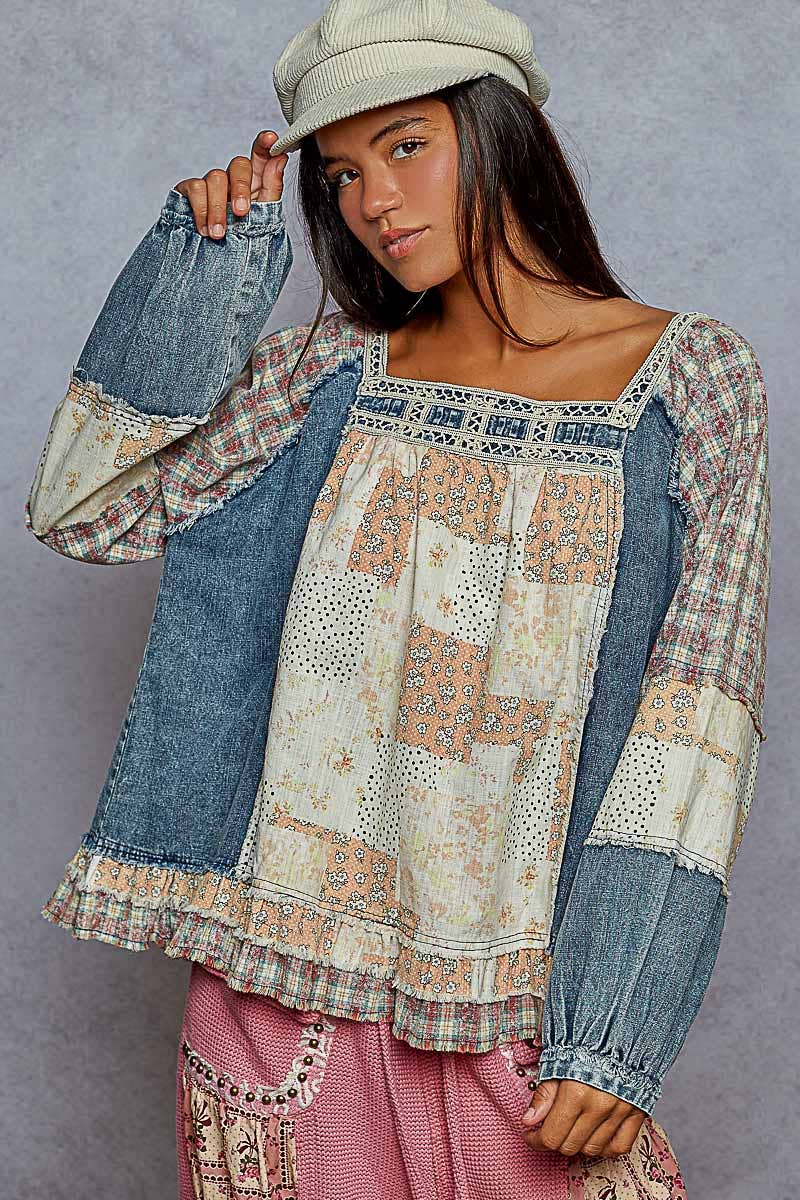 Pol Clothing October Patchwork Top