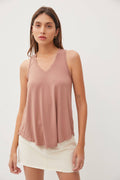 Be Cool Basic Threads Flowy V-NECK TANK Mocha