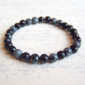 Jo Bird Jewelry Gemstone Elastic Bracelet - 6mm Black & White Snowflake Obsidian
