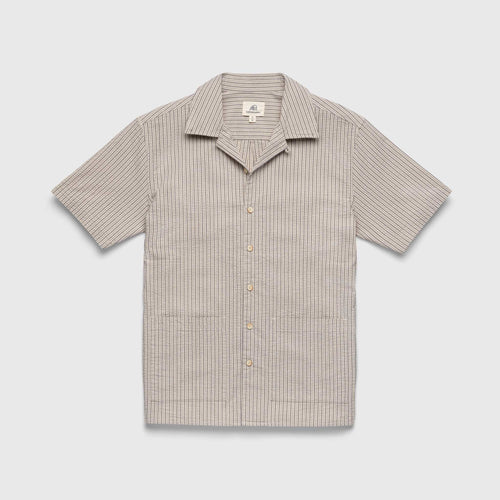 SURFSIDESUPPLY Nate Crinkle Stripe Cabana Shirt- Chinchilla