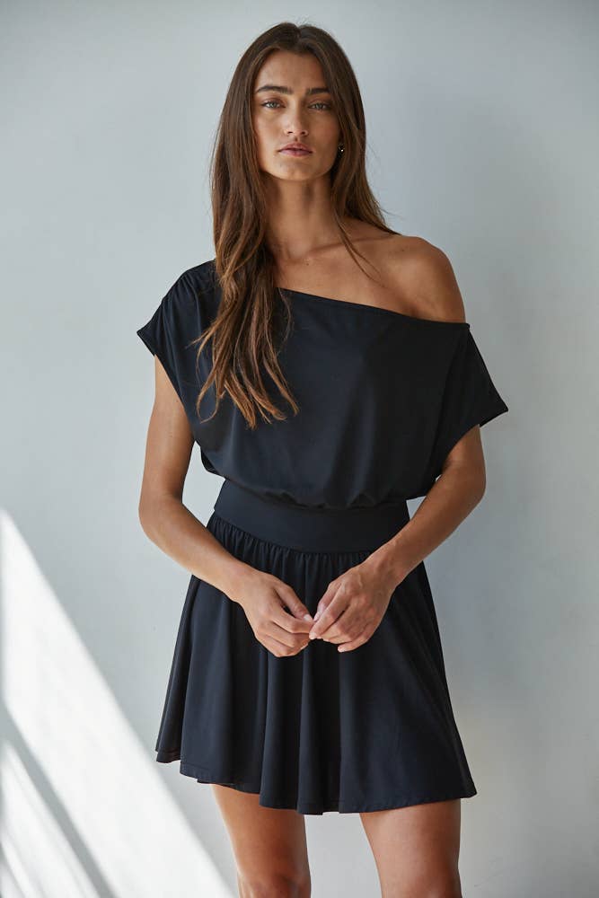 By Together Savannah One Shoulder Mini Dress Black S