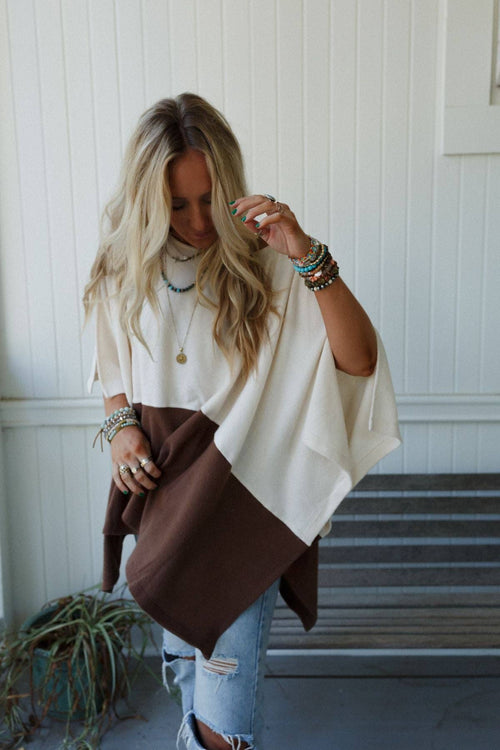 Three Bird Nest Lucky Shadow Top - Cream Brown L
