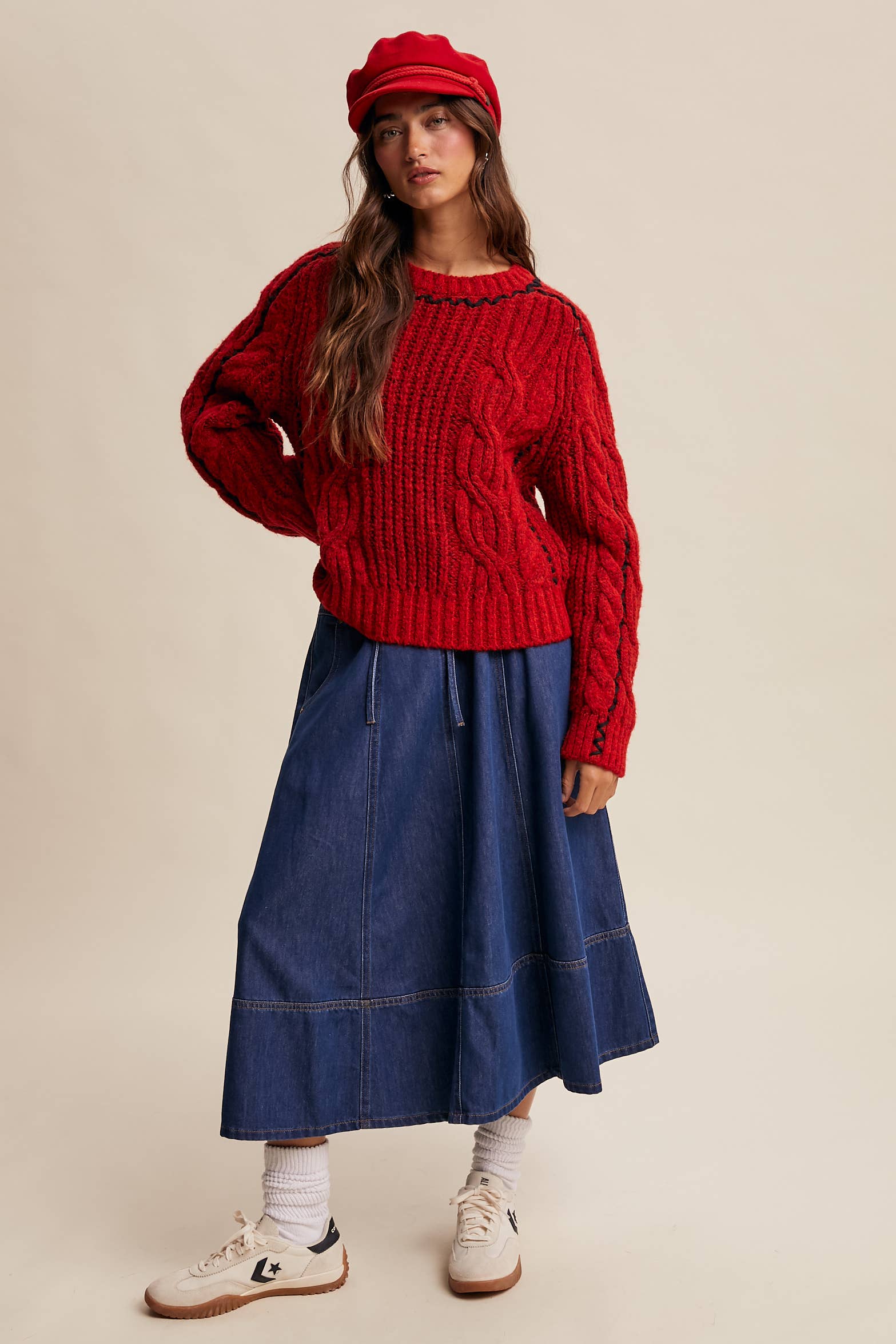 Listicle Fireside Cable Knit Sweater