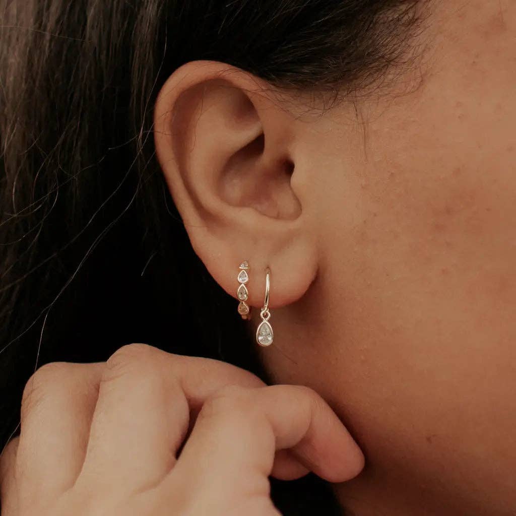 Mauve Jewelry Co. April Raindrop Dangle Hoops