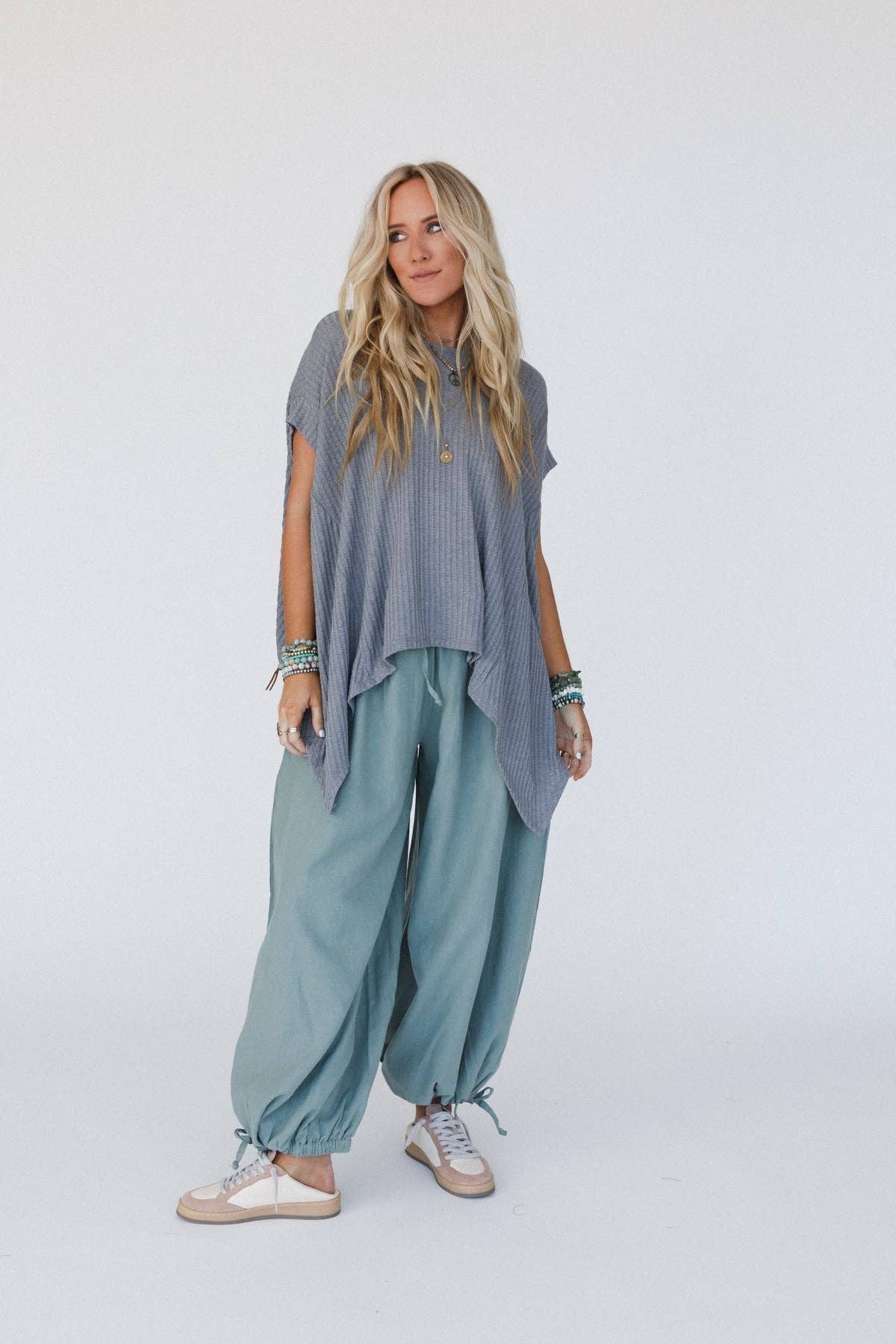 Three Bird Nest Everleigh Textured Tunic Top - Heather Gray