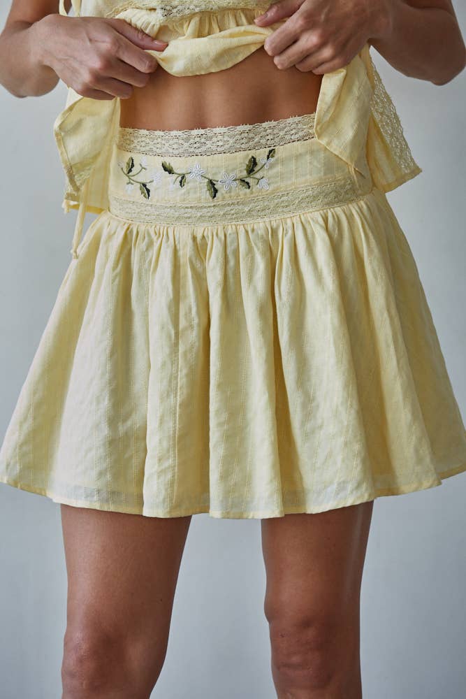 By Together Wildflower Mini Skirt Light Yellow