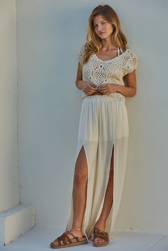 By Together Autumn Breeze Crochet Top Natural S
