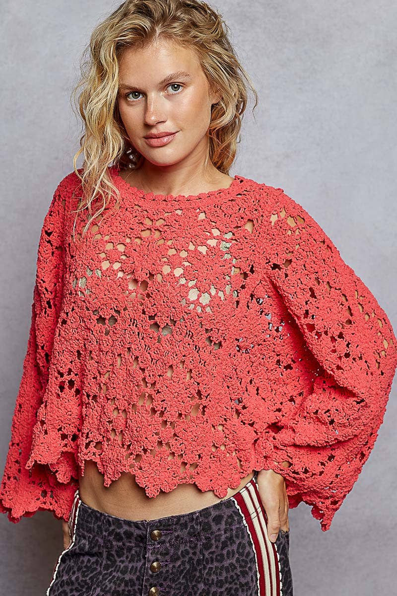 Pol Clothing Bayside Bonfire Crochet Top