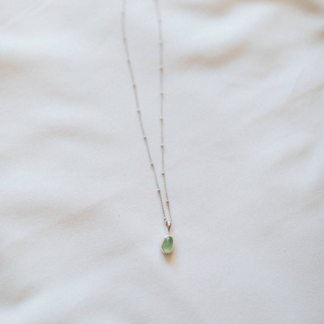 The Salty Gem Green Sea Glass Necklace (Handmade)
