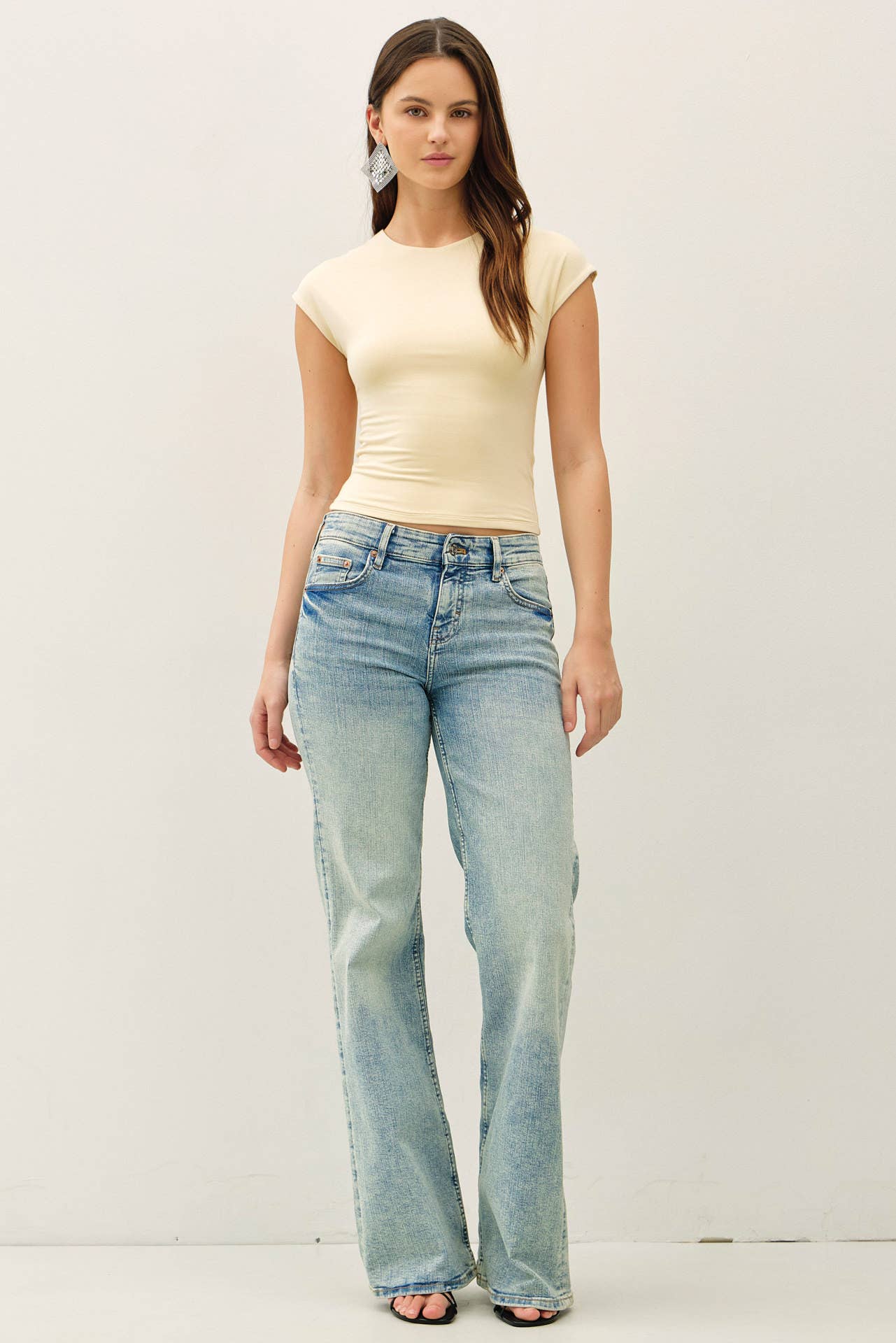 Be Cool BASIC THREADS CAP SLEEVE CREWNECK TOP