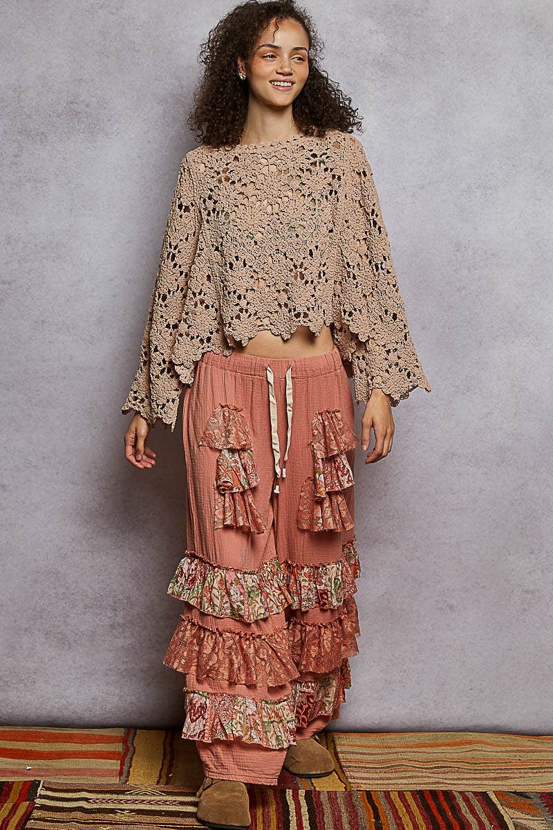 Pol Clothing Bayside Bonfire Crochet Top