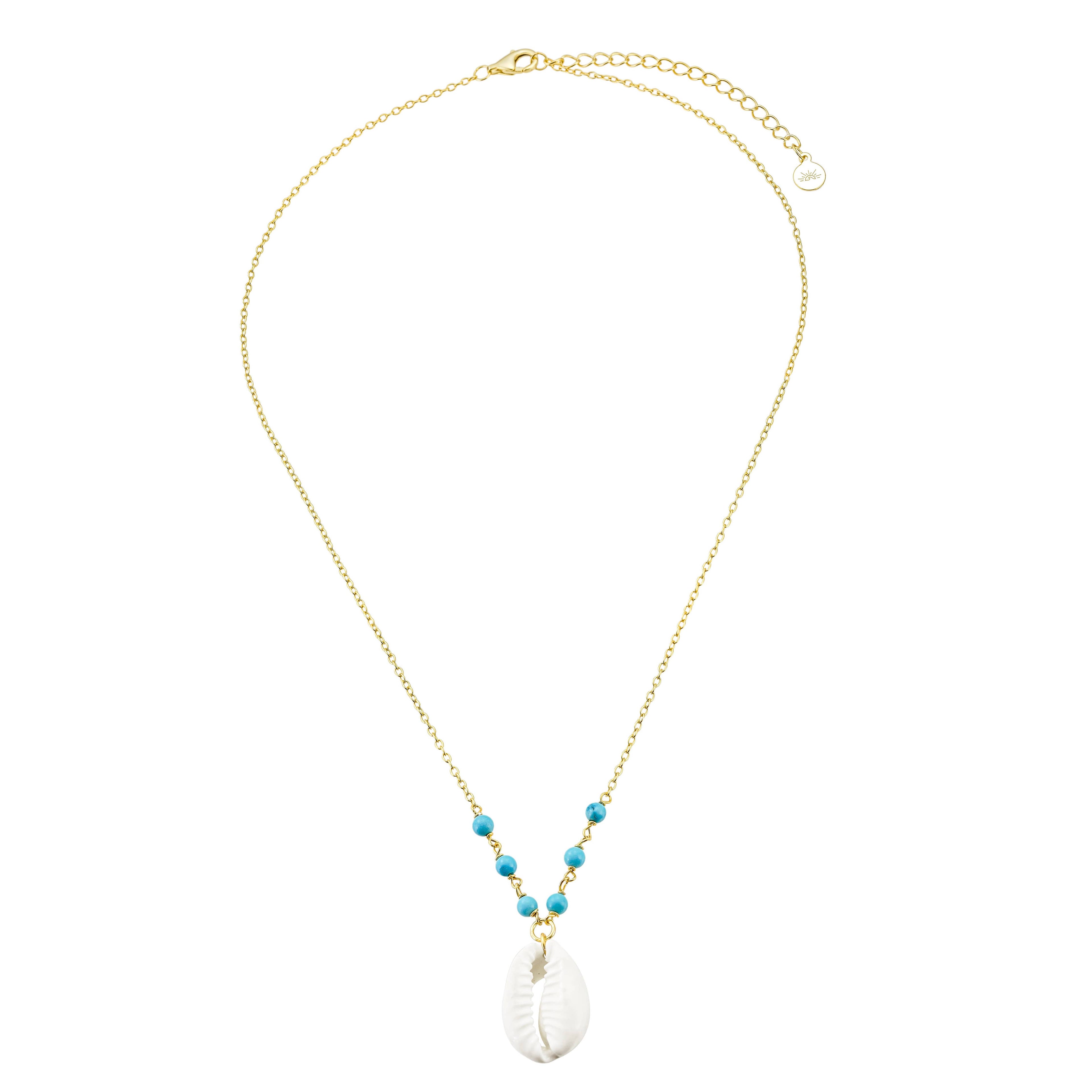 The Salty Gem TURQUOISE COWRIE SHELL NECKLACE