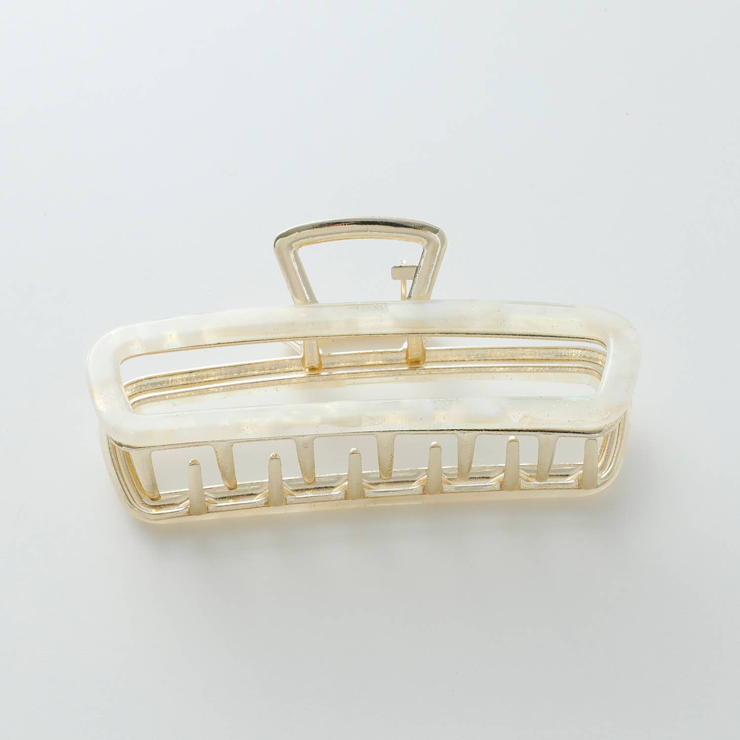 Adorro Harlow Large Fairy | Large Hollow Rectangle Metal Claw Clip White