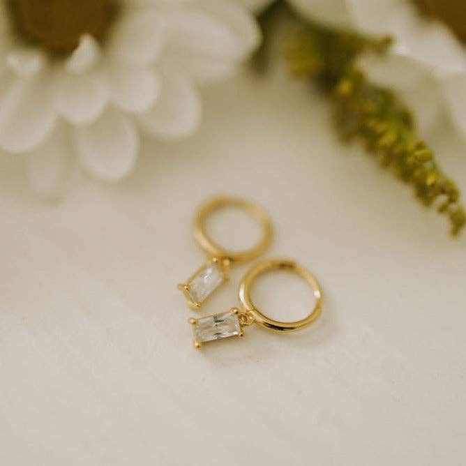 Mauve Jewelry Co. Sophie Baguette Diamond Dangle Hoops