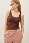 Be Cool BASIC THREADS SCOOP NECK TANK DK.CHOCO