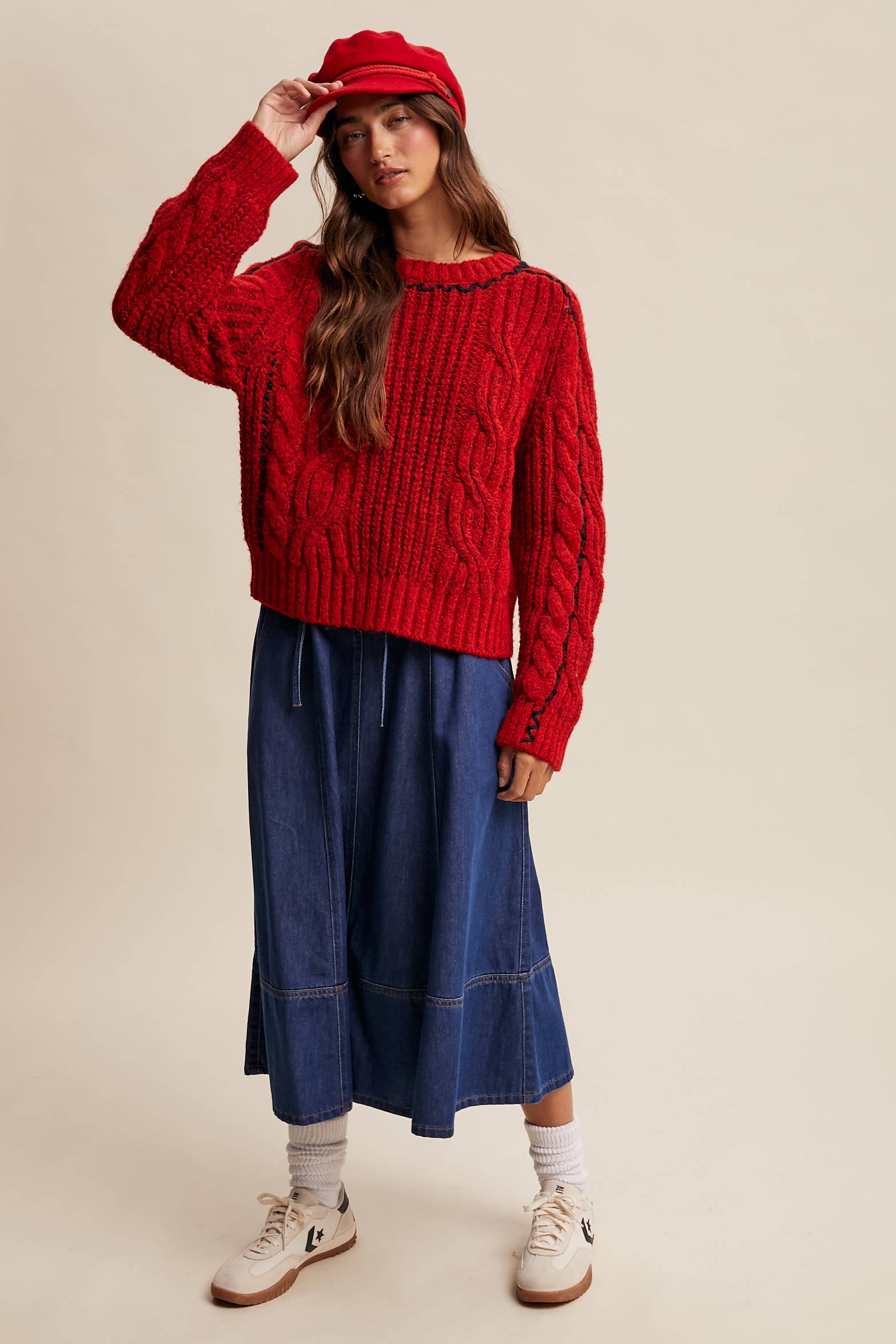 Listicle Fireside Cable Knit Sweater
