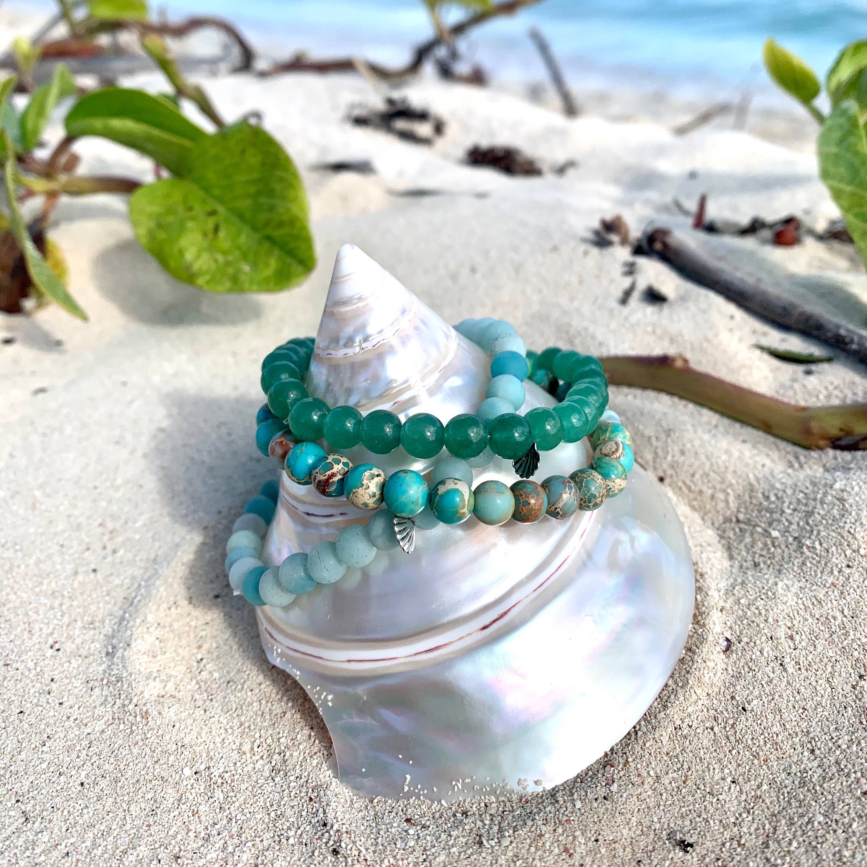 Jo Bird Jewelry Gemstone Elastic Bracelet - 6mm Ocean Colors