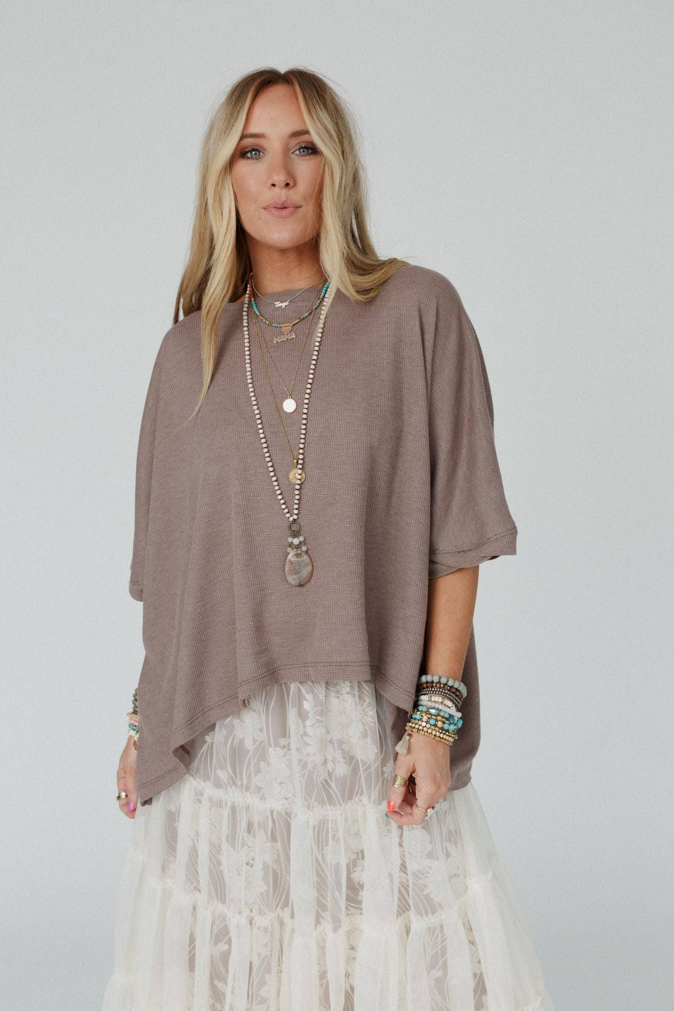 Three Bird Nest Kelsie Dolman Top - Dark Oatmeal