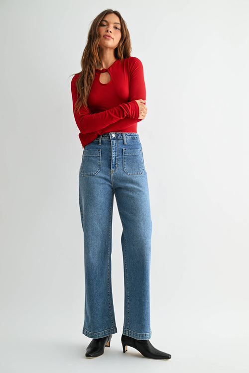 JUST BLACK DENIM Patch Pocket Wide Leg