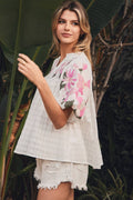 Oddi Southern Bloom Textured Top Off-White