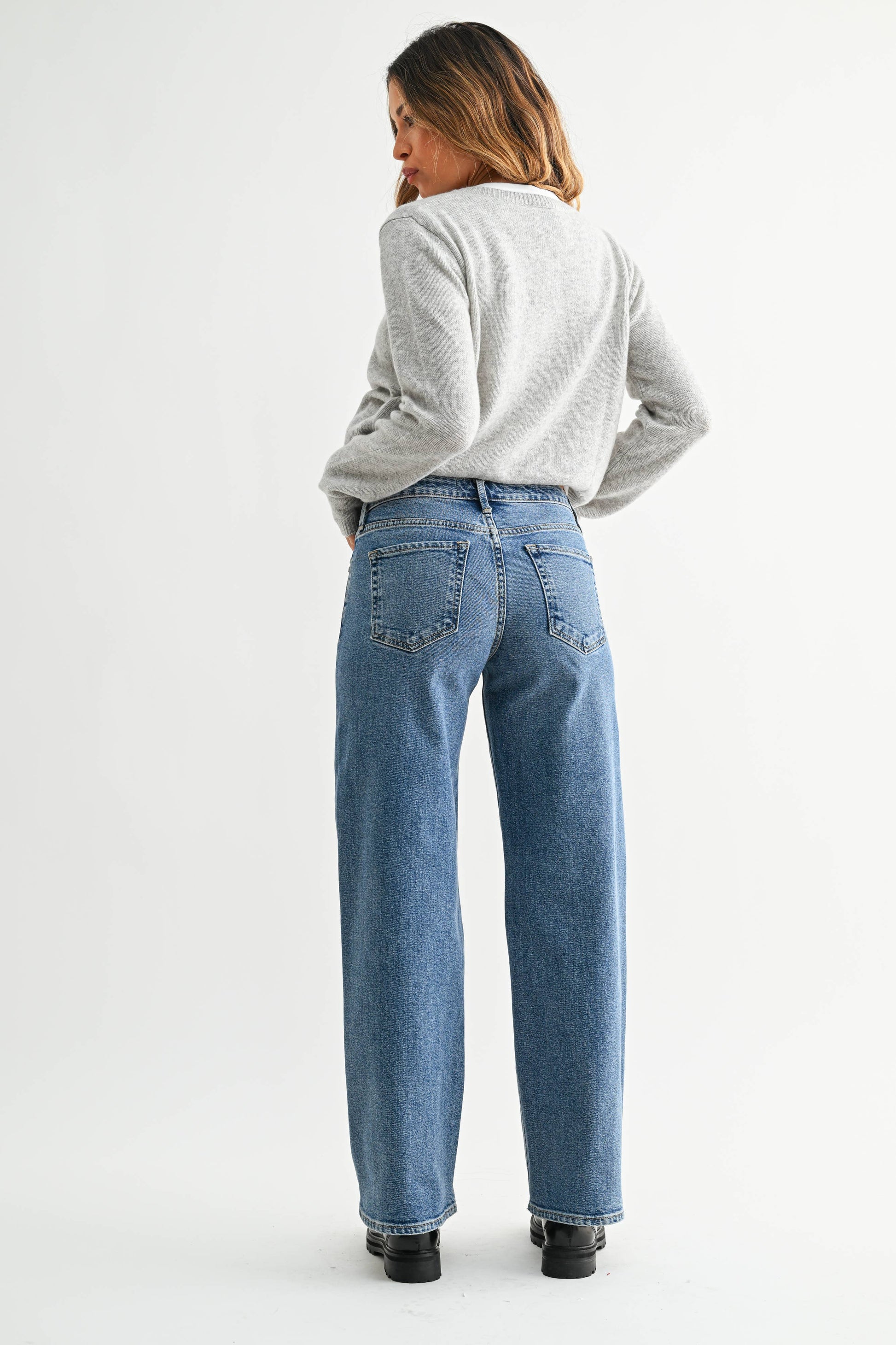 JUST BLACK DENIM Mid Rise Slim Wide Leg