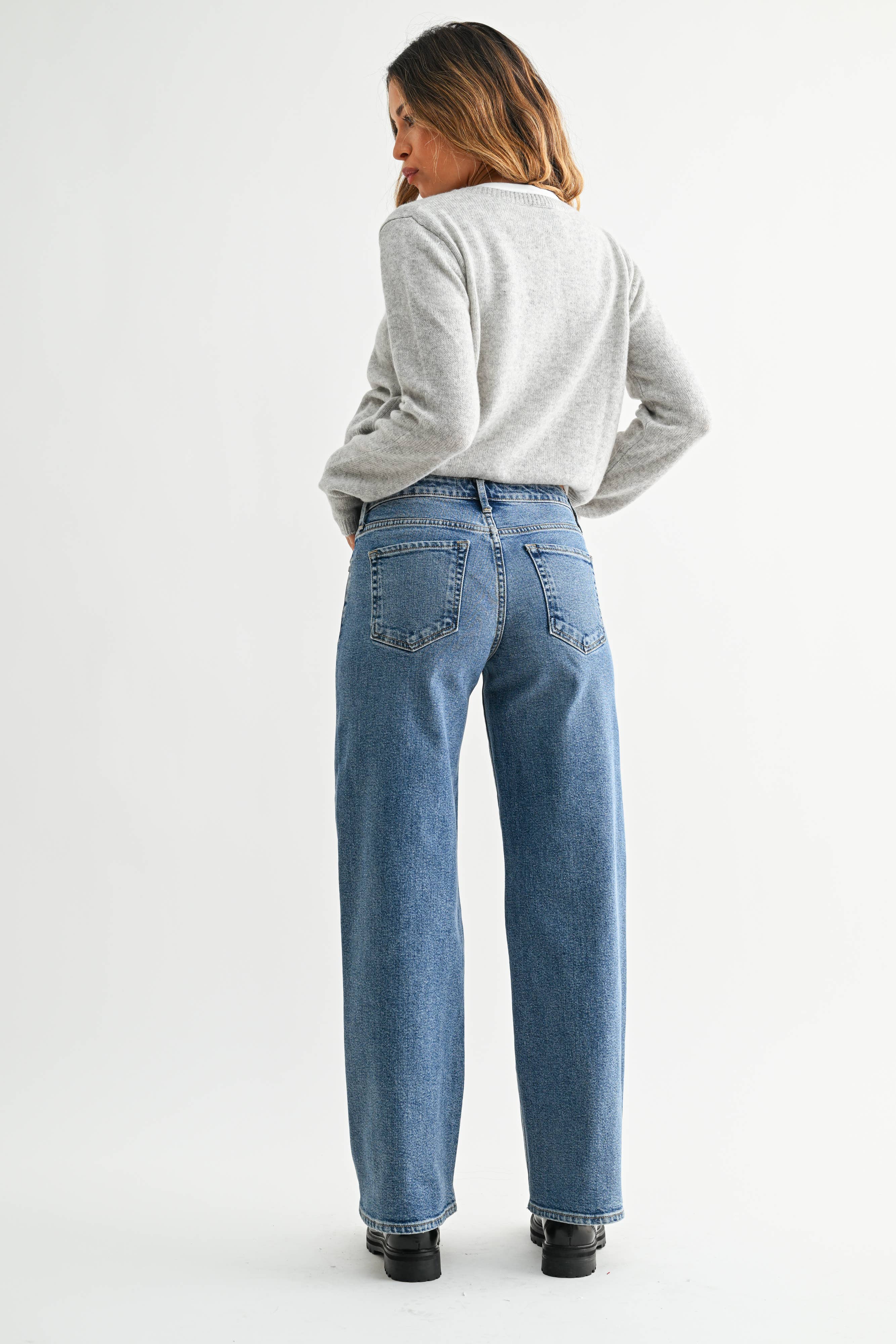 JUST BLACK DENIM Mid Rise Slim Wide Leg