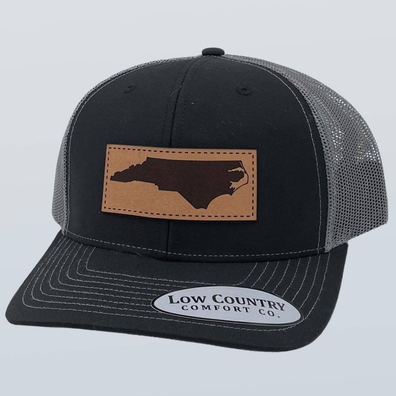Riverbed Threads North Carolina Outline Leather Patch Hat Black/Charcoal
