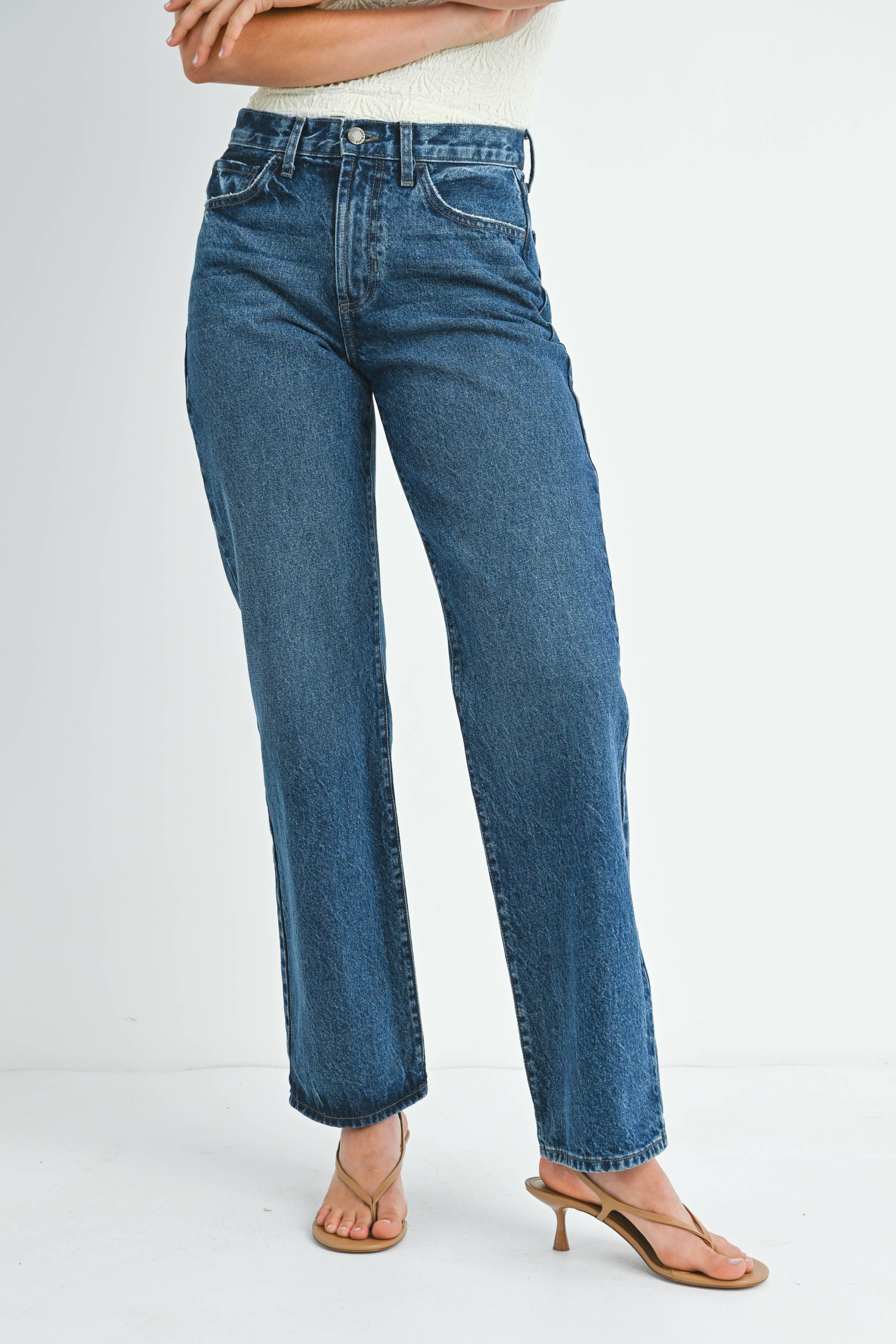 JUST BLACK DENIM RELAXED STRAIGHT - dark wash