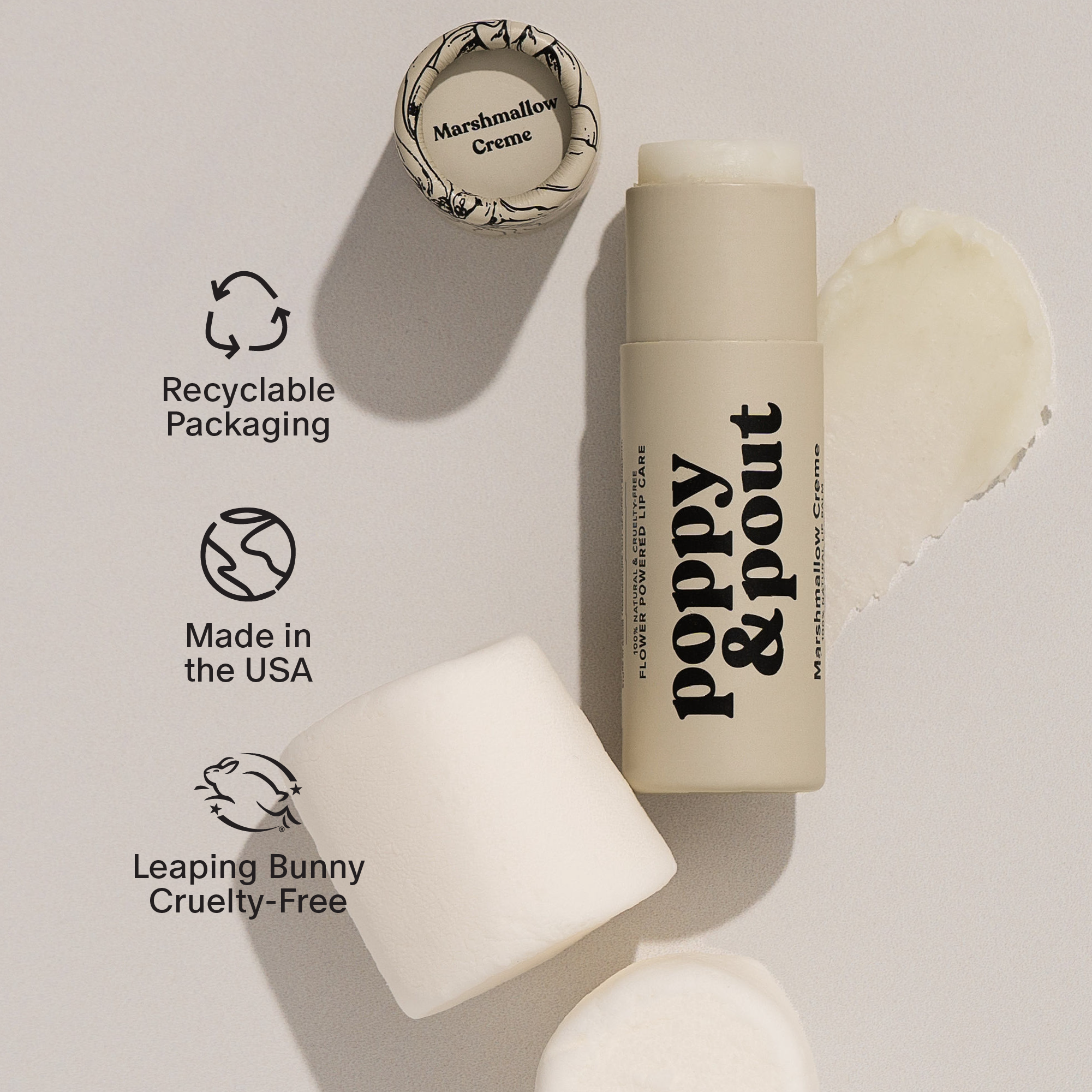 Poppy & Pout Lip Balm, Marshmallow Creme