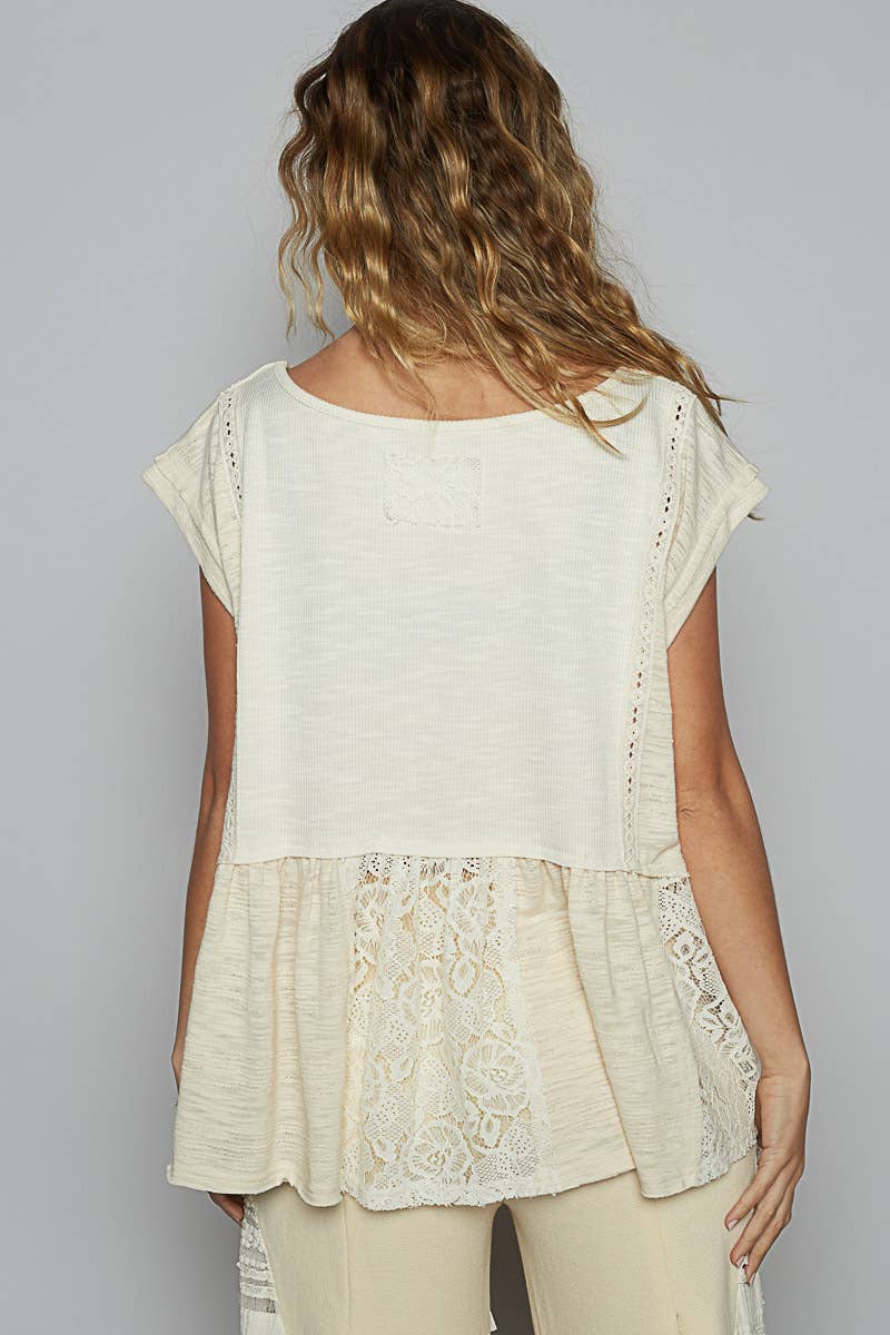 Pol Clothing BOAT NECK SOLID EMBROIDERY TEXTURED KNIT TOP
