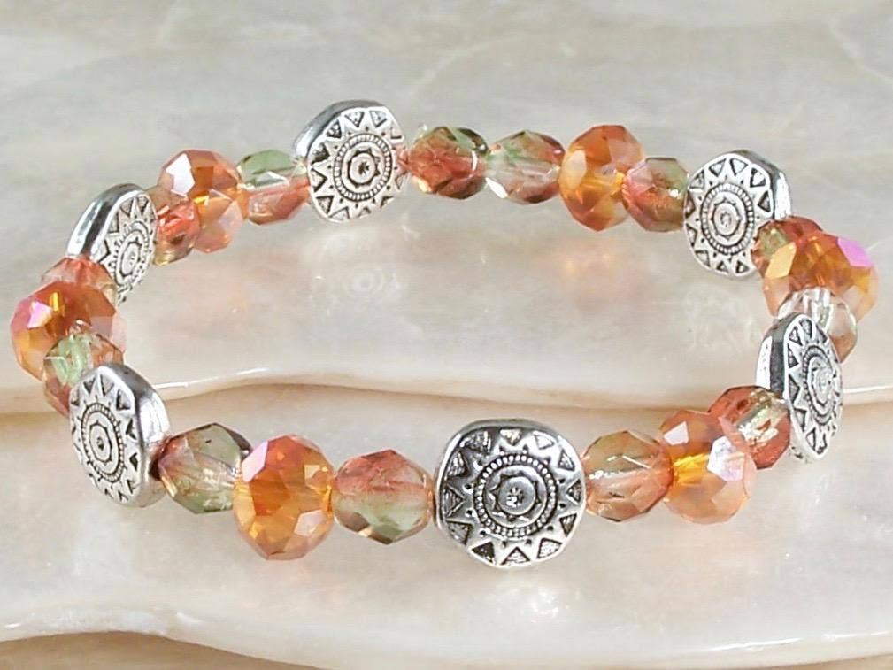 Jo Bird Jewelry Elastic Czech Bracelet - Spring Colors