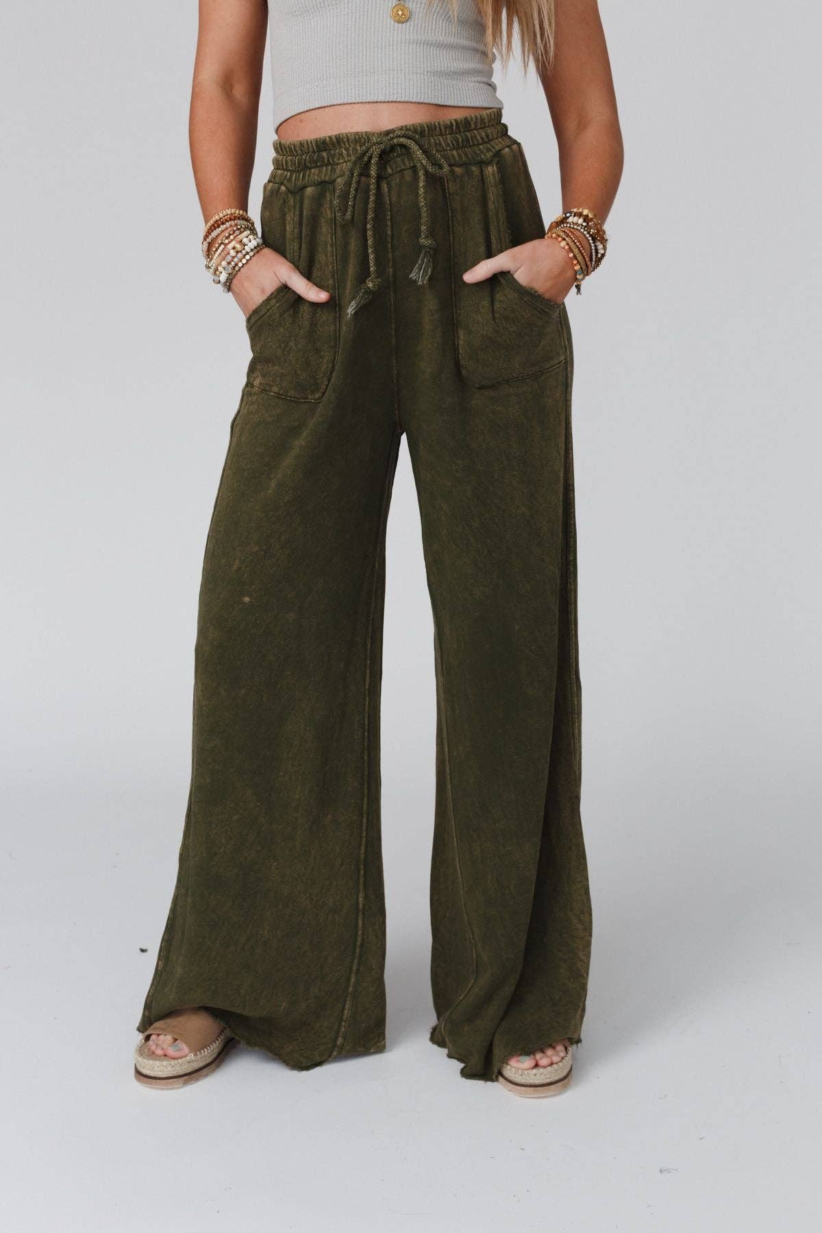 Three Bird Nest Relaxing Robin Wide Leg Pant - New Olive