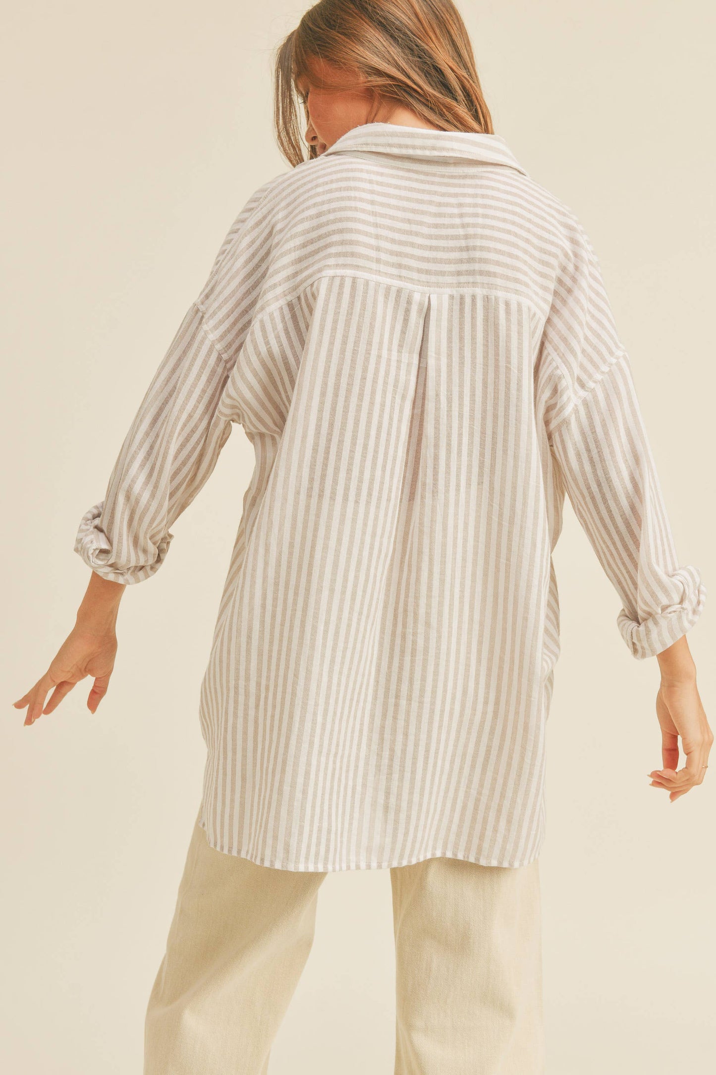 MIOU MUSE STRIPED BUTTON DOWN SHIRTS
