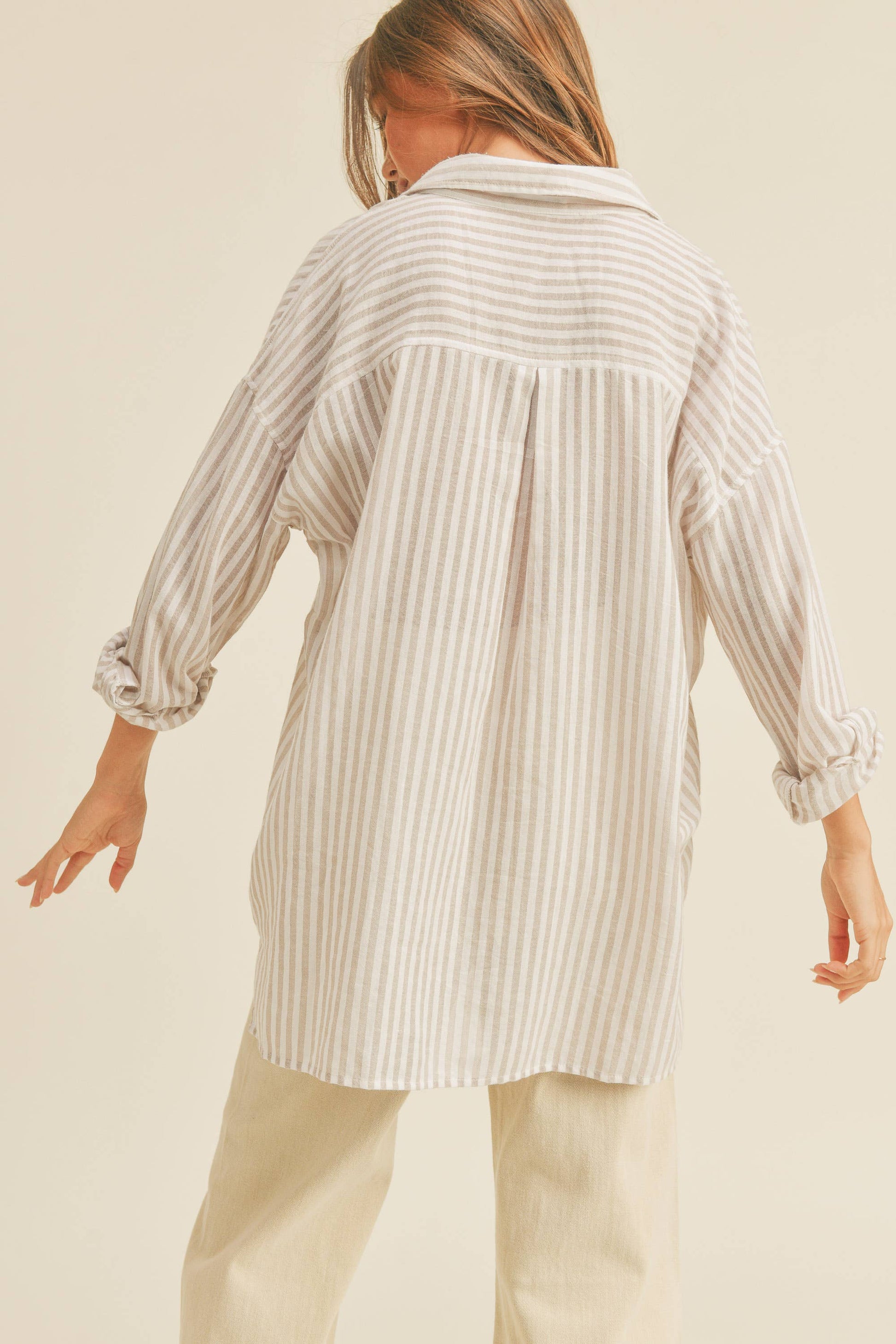MIOU MUSE STRIPED BUTTON DOWN SHIRTS