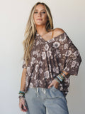 Three Bird Nest On The Go V Neck Ribbed Essential Tee Brown