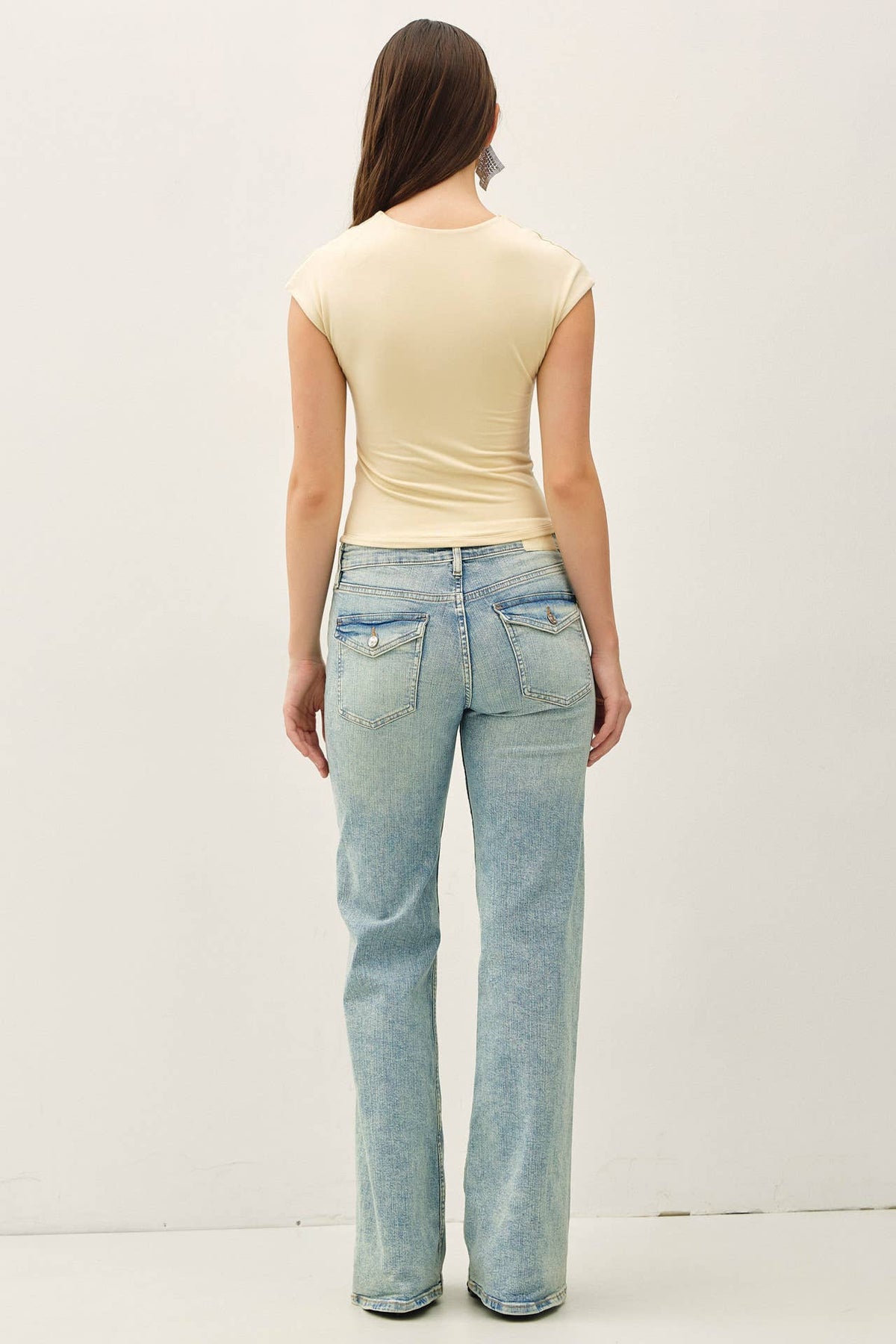 BASIC THREADS CAP SLEEVE CREWNECK TOP