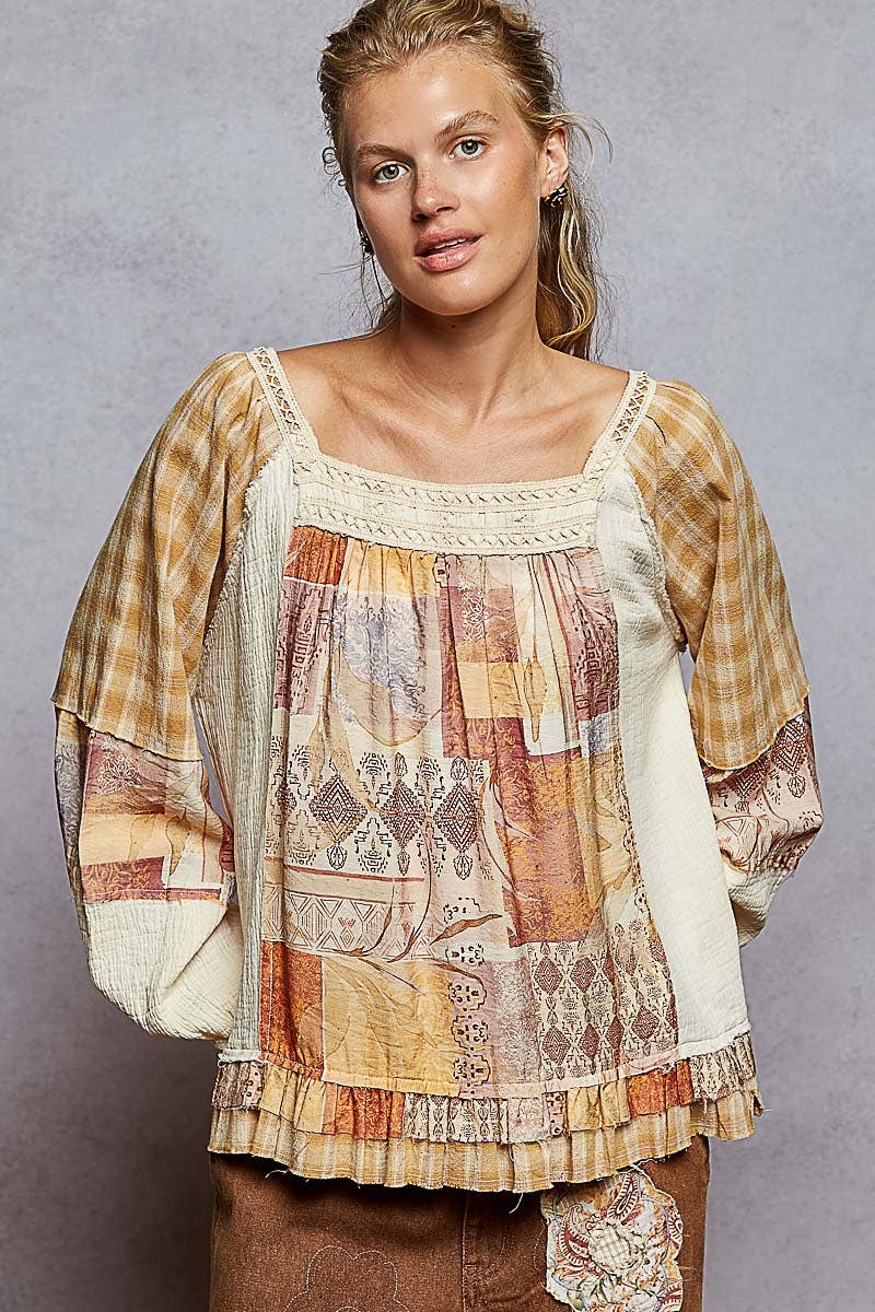 Pol Clothing October Patchwork Top