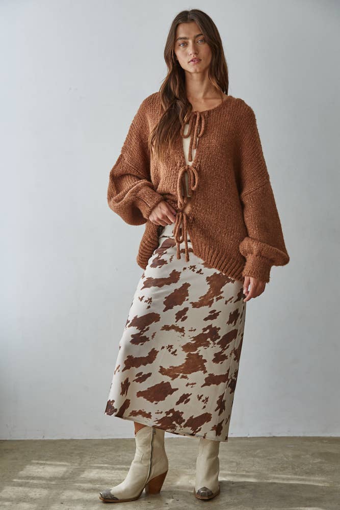 By Together Eggnog Tie Front Sweater