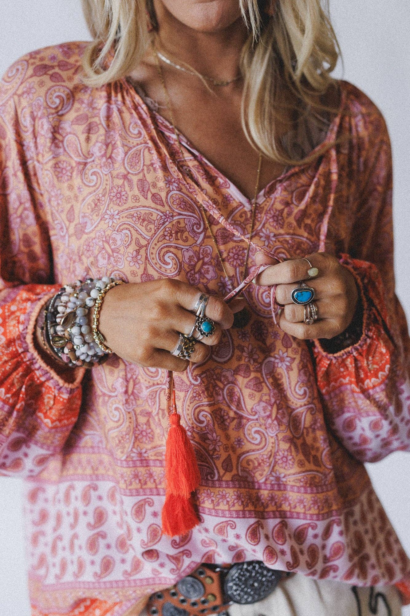 Three Bird Nest Lani Border Print Top