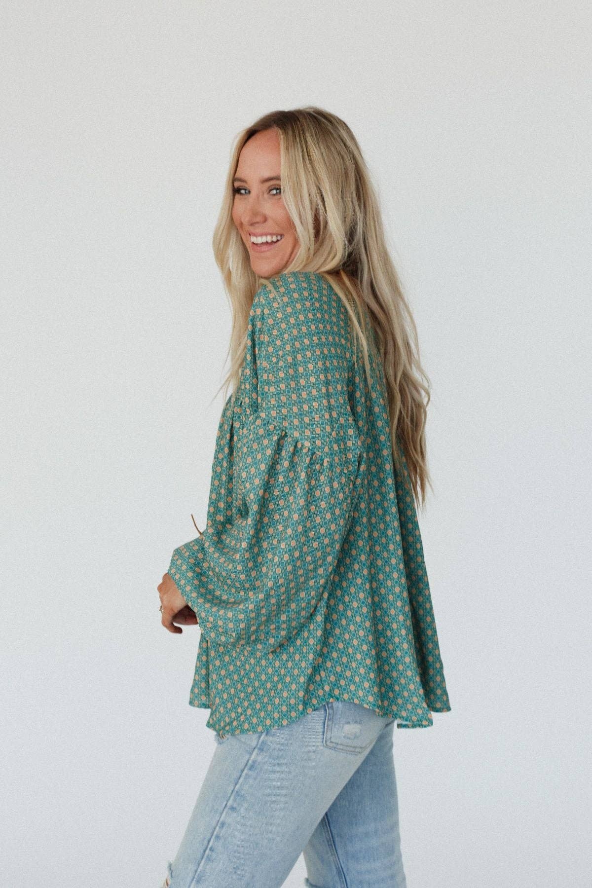 Three Bird Nest Kendrix Printed Top - Teal