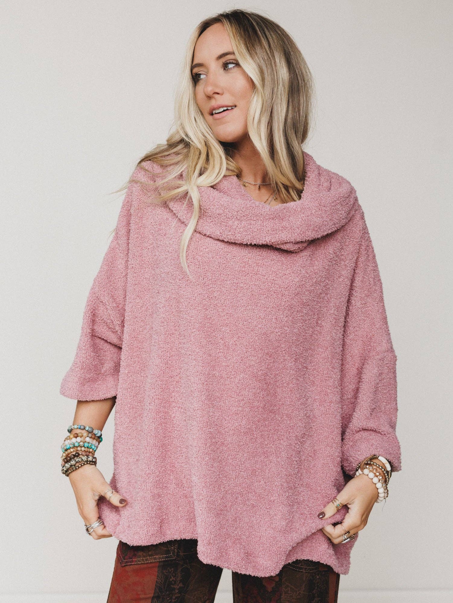 Three Bird Nest Hartlie Sweater Top - Dusty Rose