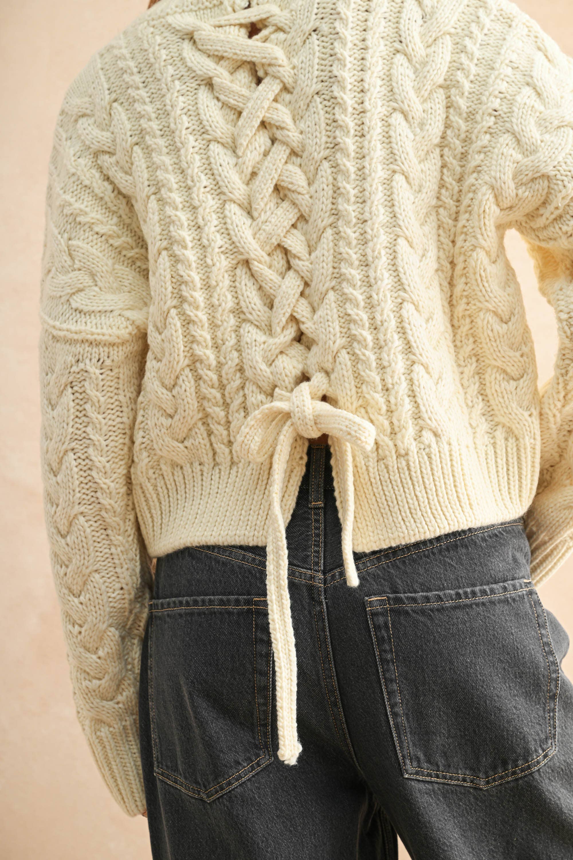 MIOU MUSE SUGAR COOKIE CABLE SWEATER