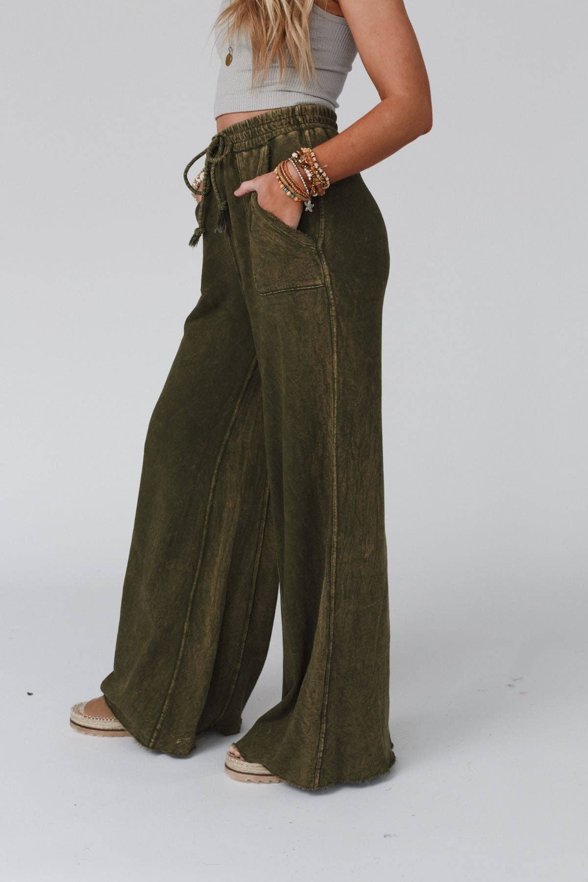 Three Bird Nest Relaxing Robin Wide Leg Pant - New Olive