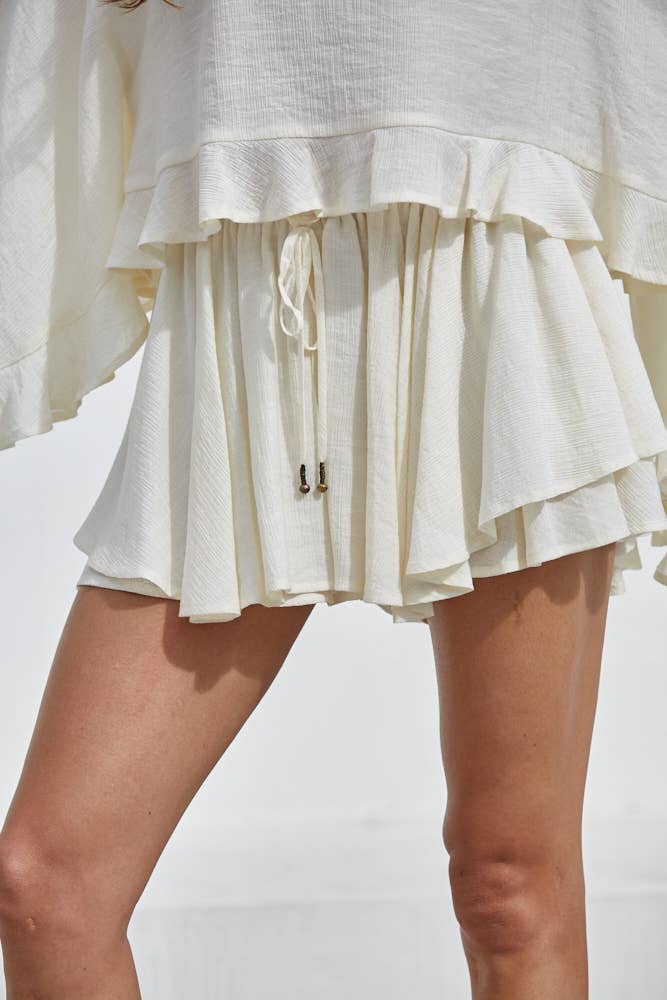 By Together Sandy Shores Layered Skort L Cream